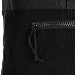 New Rebels New York Ribbi Rolltop Rucksack 17–21L Schulrucksack & Arbeitstasche Rippstoff Laptop Rucksack 15,6 Zoll Schwarz