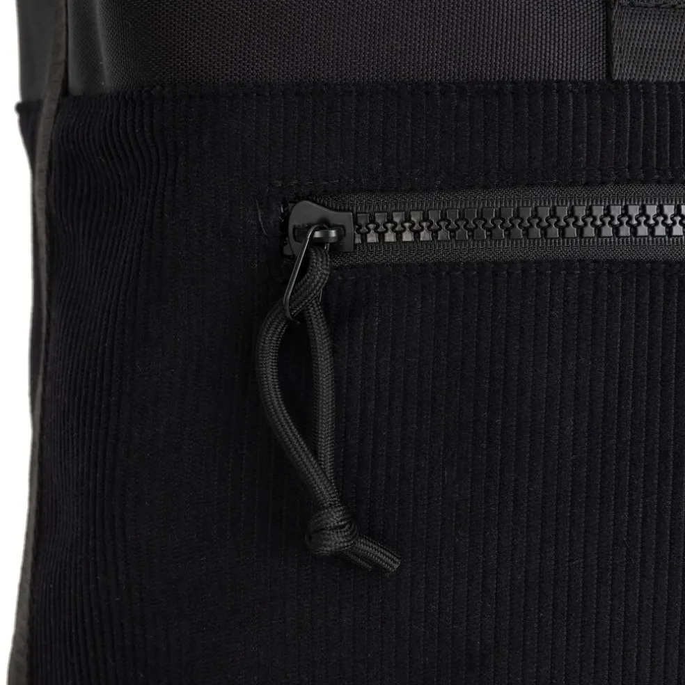 New Rebels New York Ribbi Rolltop Rucksack 17–21L Schulrucksack & Arbeitstasche Rippstoff Laptop Rucksack 15,6 Zoll Schwarz
