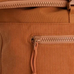 New Rebels New York Ribbi Rolltop Rucksack 17-21 l Schulranzen & Arbeitstasche Rippstoff Laptop-Rucksack 15,6 Zoll, kaffeebraun