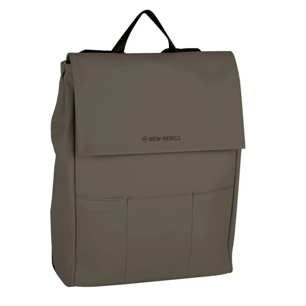 New Rebels Omar Lincoln Taupe 17L Rucksack mit Klappe Wasserabweisend Laptop 15.6"