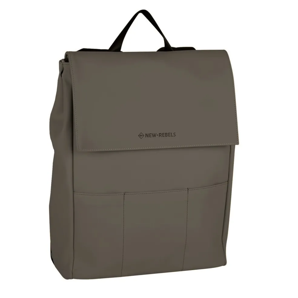 New Rebels Omar Lincoln Taupe 17L Rucksack mit Klappe Wasserabweisend Laptop 15.6"