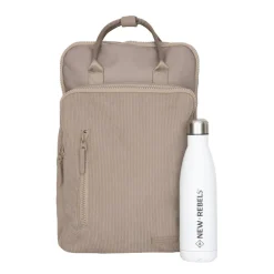 New Rebels Ribbi Milwaukee – Laptoptasche Schultasche Arbeitstasche 15,6 Zoll Laptopfach Rucksack Rib Fabric 18L Taupe