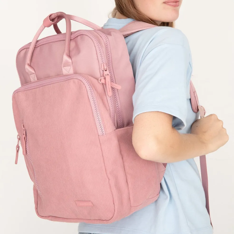 New Rebels Ribbi Milwaukee – Laptoptasche Schultasche Arbeitstasche 15,6 Zoll Laptopfach Rucksack Rib Fabric 18L Old Pink