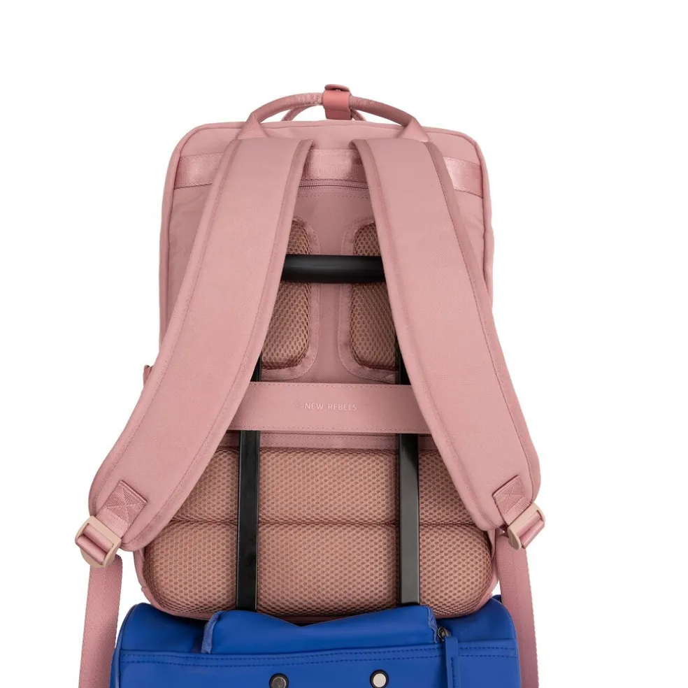 New Rebels Ribbi Milwaukee – Laptoptasche Schultasche Arbeitstasche 15,6 Zoll Laptopfach Rucksack Rib Fabric 18L Old Pink