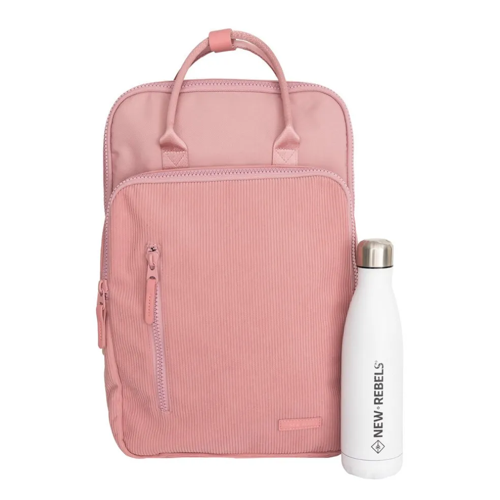 New Rebels Ribbi Milwaukee – Laptoptasche Schultasche Arbeitstasche 15,6 Zoll Laptopfach Rucksack Rib Fabric 18L Old Pink