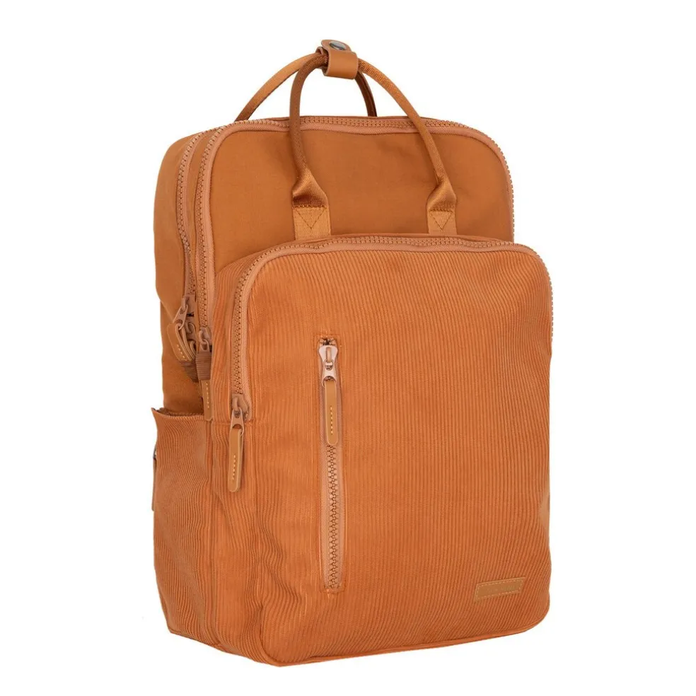 New Rebels Ribbi Milwaukee – Laptoptasche Schultasche Arbeitstasche 15,6 Zoll Laptopfach Rucksack Rib Fabric 18L Coffee Brown