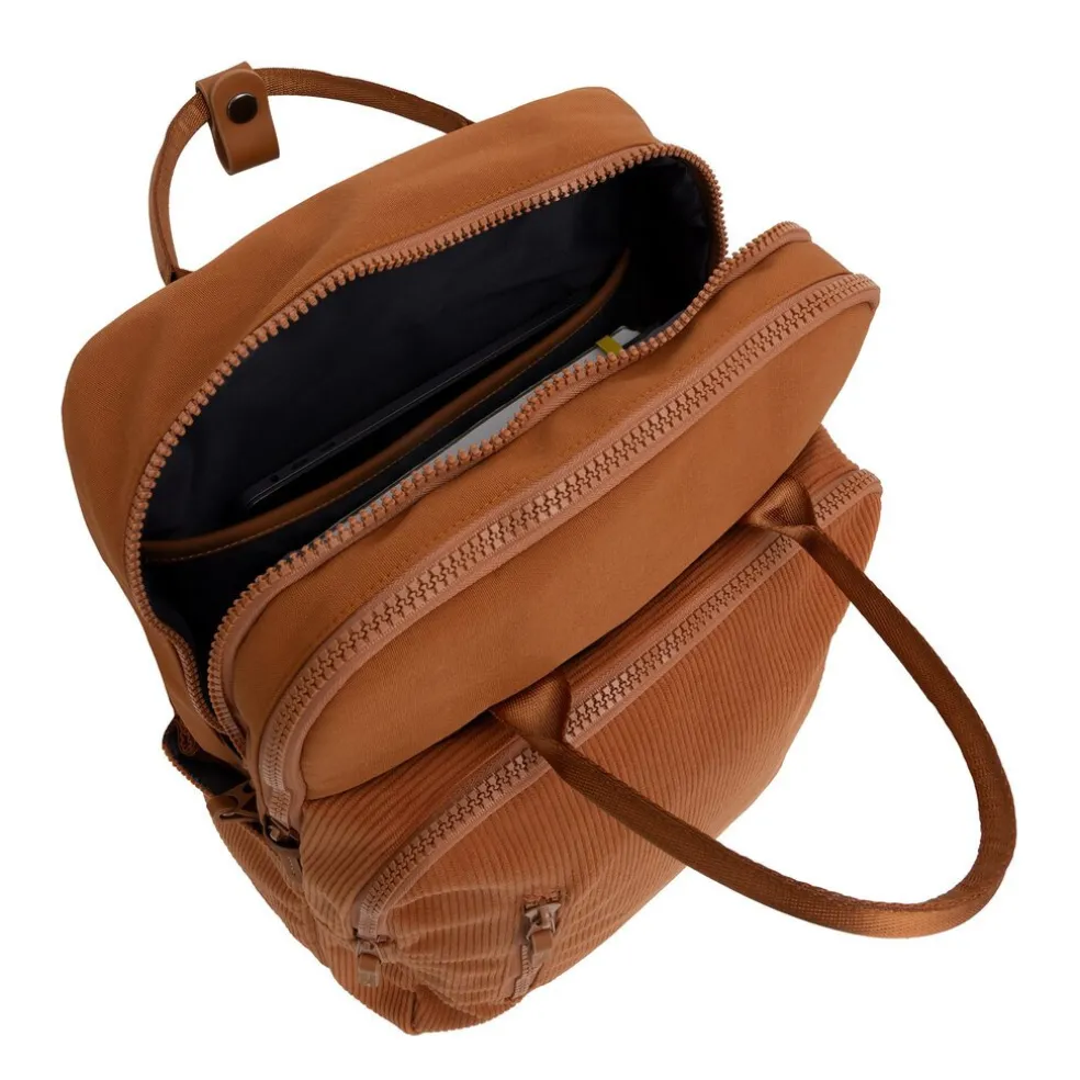 New Rebels Ribbi Milwaukee – Laptoptasche Schultasche Arbeitstasche 15,6 Zoll Laptopfach Rucksack Rib Fabric 18L Coffee Brown