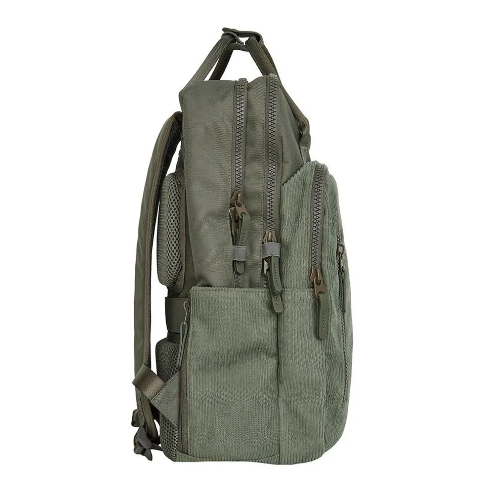 New Rebels Ribbi Milwaukee – Laptoptasche Schultasche Arbeitstasche 15,6 Zoll Laptopfach Rucksack Rib Fabric 18L Sage Green