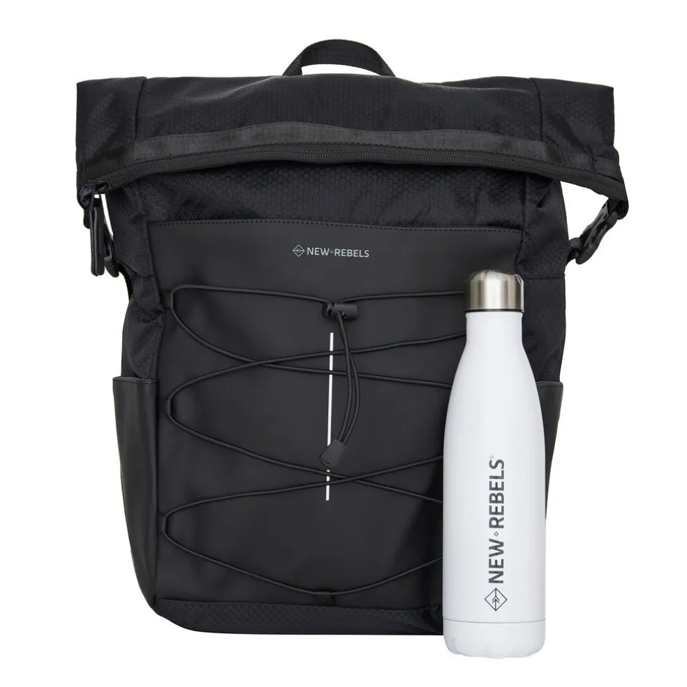 New Rebels Trondheim Windsor Rolltop Rucksack Schwarz