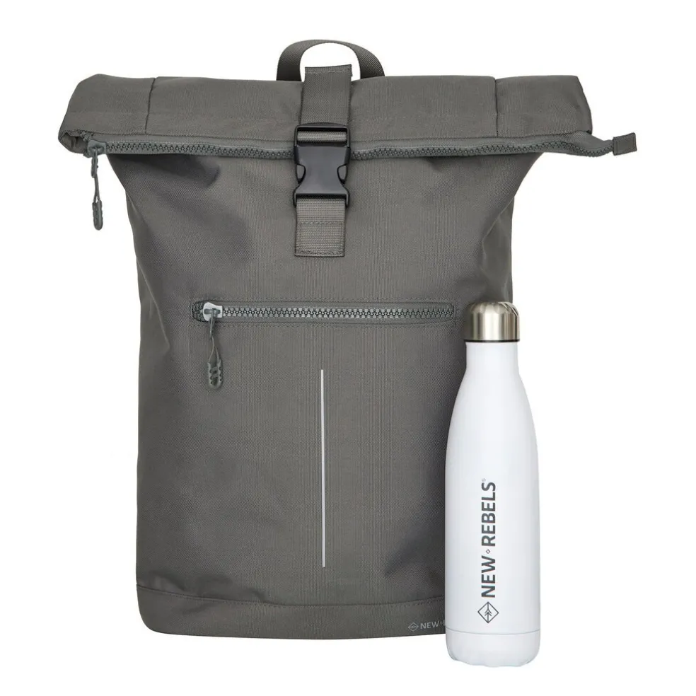 New Rebels Valor New York anthrazitgrau 21L Rucksack Rolltop Wasserabweisend Laptop 15,6 Zoll