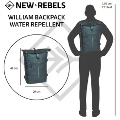 New Rebels William Riverside Metallic Grün 19L Rucksack Wasserabweisend Laptop15.6