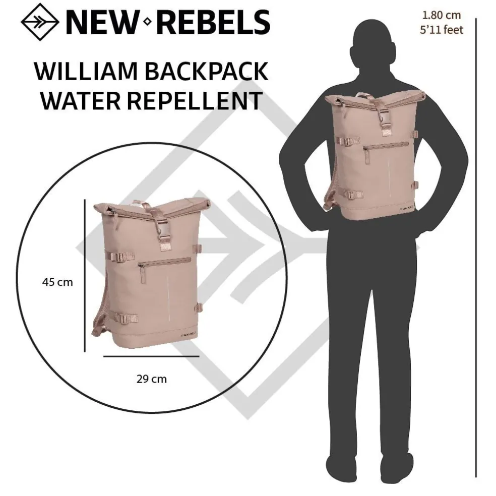 New Rebels William Riverside Altrosa 19L Rucksack Wasserabweisend Laptop15.6"