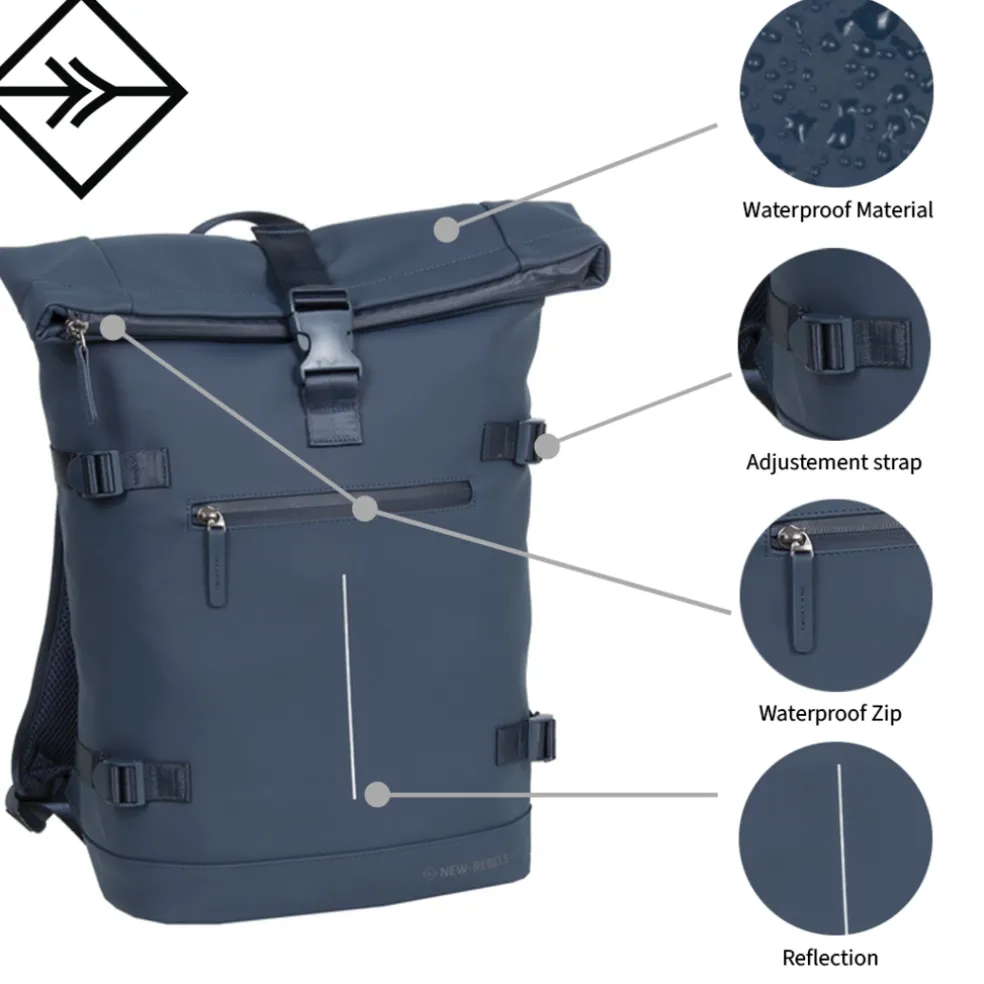 New Rebels William Riverside Marineblau 19L Rucksack Wasserabweisend Laptop15.6"